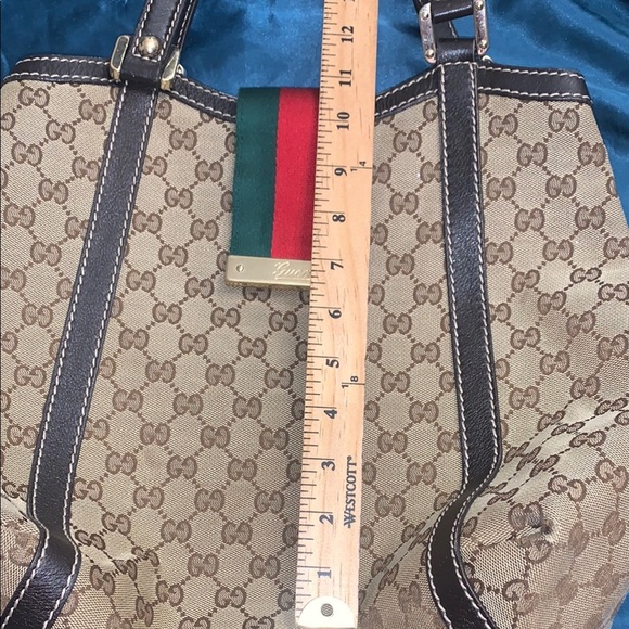 Gucci Brown and Green Monogram Tote Like New Authentic - Picture 7 of 15